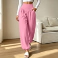 thumbnail image 2 of yeiolnoer Yoga Pants for Women Loose Fit Wide Leg Trousers Stretchy High Waisted Pants for Athletic Workout(Pink,Large), 2 of 7