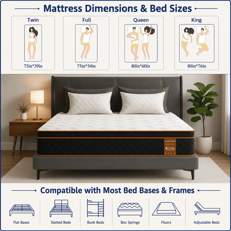 QUXPEA 10 inch King Mattress in a Box, Gel Memory Foam and Pocket
