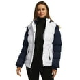 thumbnail image 3 of Wantdo Women's Winter Coat Quilted Winter Jacket Warm Hooded Outerwear Jacket White & Navy S, 3 of 8