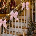 thumbnail image 6 of 12Pcs Iridescent Pink Christmas Bow Ornaments, Large Sheer Fabric Bows for Christmas Tree Wreath Garland Gift Wrap Holiday Decor, 6 of 6