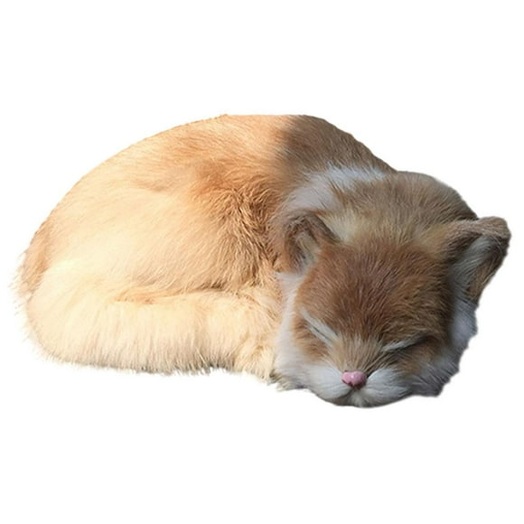 Figura de peluche de gato adorable hecha a mano, juguete de simulación para Navidad Marrón claro