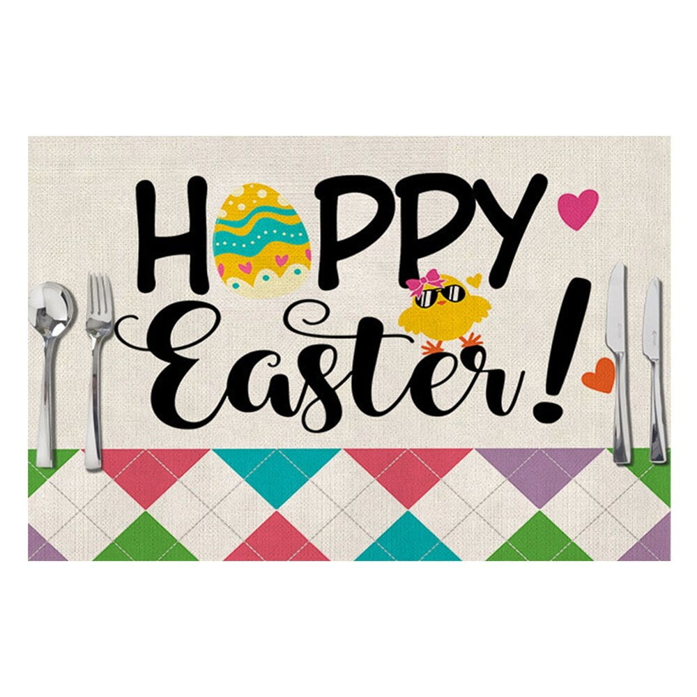 4pcs Easter Placemats Heat Resistant Non Slip Tea Coffee Drink Cup