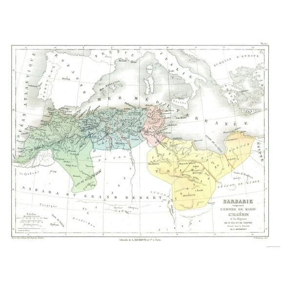 Historic Map - Africa Barbarians - Cortambert 1880 - Vintage Wall Art