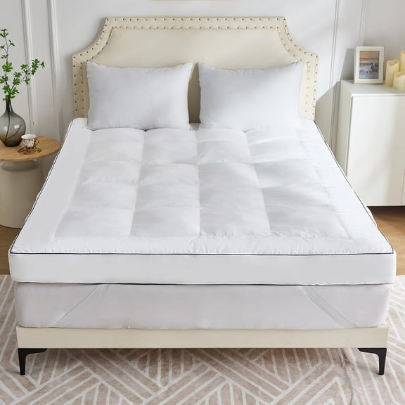 4 Inch Memory Foam Mattress Topper Queen for Back Pain Relief, Extra Soft Pillow Top Mattress Topper, 2000GSM Fluffy Shredded Memory Foam Filled