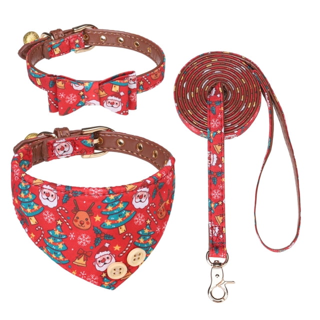 Juego de collares navideños para perros EXPAWLORER, ajustable de 24 a 30 cm