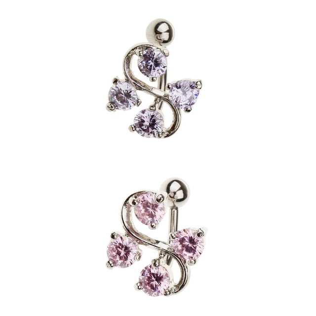 2 Uds 14G Cristal De Circón Barra Piercing Para El Zulema Anillos de vientre de acero inoxidable