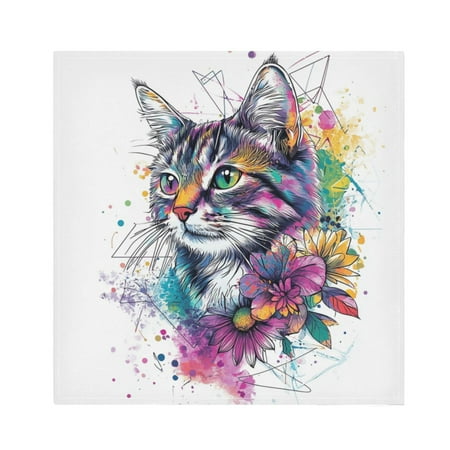 

Napkin Satin Napkin 20*20Inchx6 Kitchen Towel Dinner Plate Towel Decorative Towel Napkin Tea Towel Suitable For Kitchen Table Color Art Cool Cat