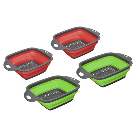 

Unique Bargains Collapsible Colander Set Silicone Strainer for Vegetables Green Red