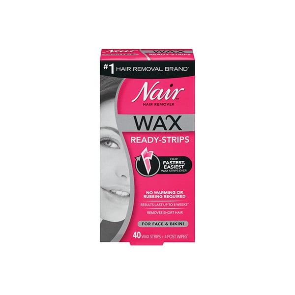 Nair Wax Ready-Strips Hair Remover For Face And Bikini 40 Count ...