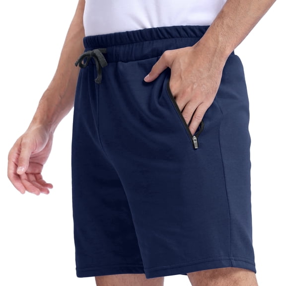 Pepypepy 100% Cotton Men’s Shorts with Zipper Pockets – Soft Lightweight Athletic, Size: S-XXL