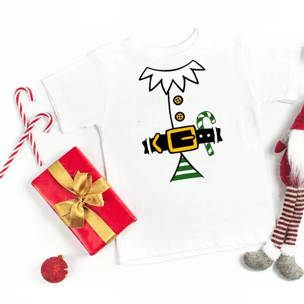 Camiseta con estampado de cinturón de Papá Noel para niños, camiseta para fiesta de Navidad, ropa de Navidad para niñas y niños, ropa, regalos para niños pequeños