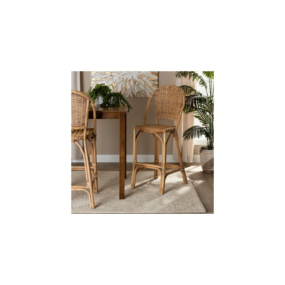 Bohemian Bar Stool - Natural Woven Accent Chair for Kitchen Island