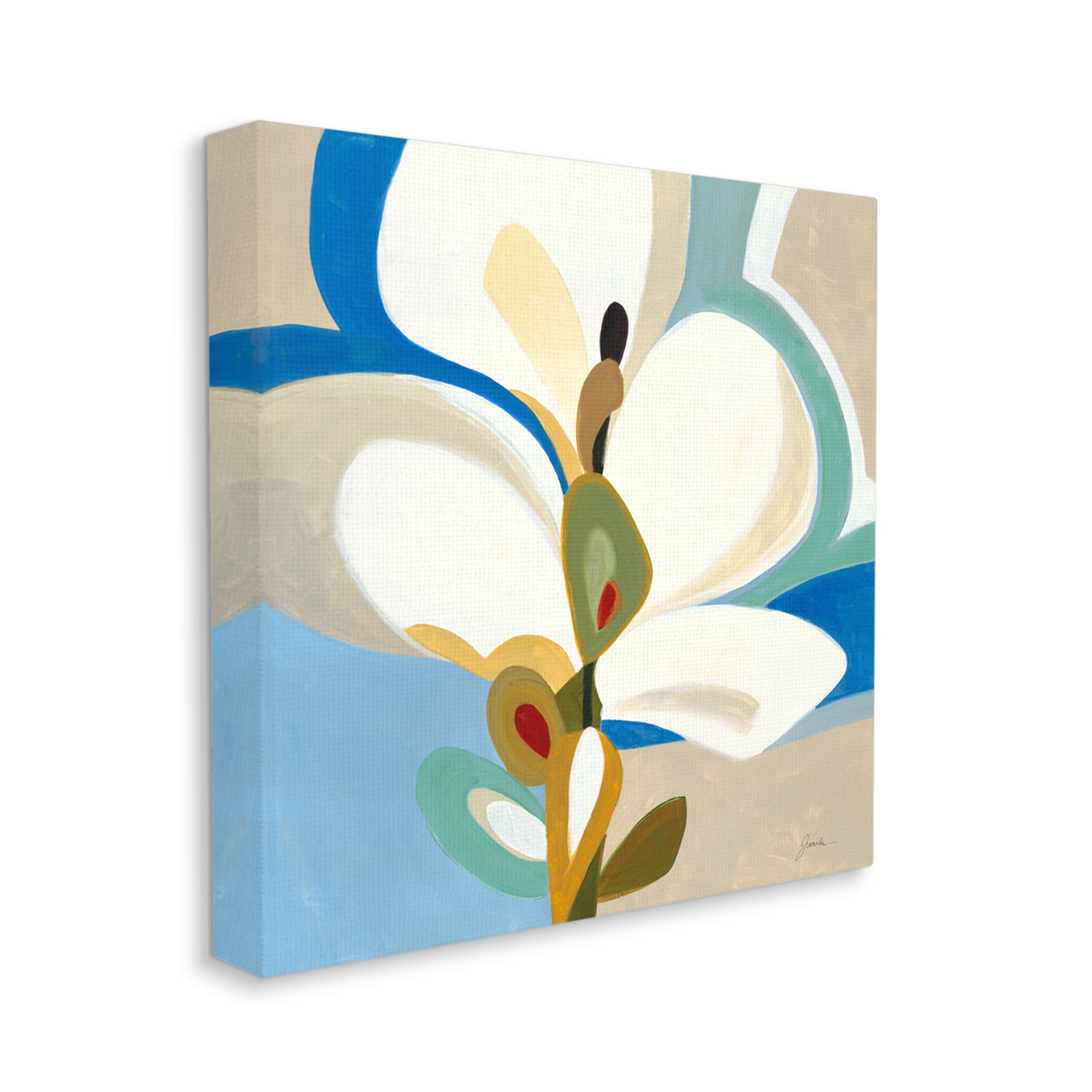 Stupell Industries White & Blue Orchid Abstract Painting Gallery Wrapped Canvas Print Wall Art, 24 x 24
