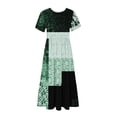 thumbnail image 3 of Penkiiy Women Geometric Print Short Sleeve Dress Loose Plain Casual Summer Flowy Tiered Long Maxi Dresses with Pockets 2XL Green, 3 of 4