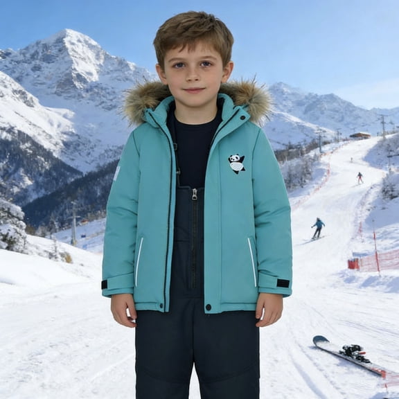 MEZZALL Kids Ski Snowsuit With Bib Pants Boys Girls Winter Warm Windproof Play Outfits Cozy Long Sleeve Party Clothing Sets