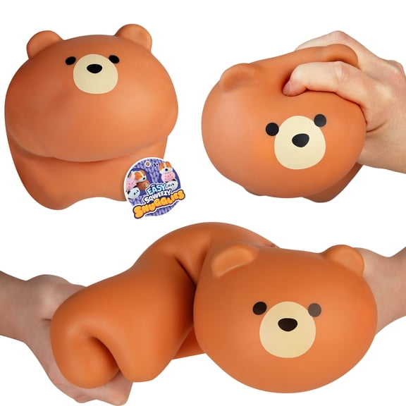 ORB Easy Sqweezy Snugglies Jumbo Squishy Bear - Stretch, Squeeze, Snuggle This Big, Fun, Slow Rising and Extra Soft Toy Pet Bear for Stress Relief - Stretchy and Squishy Fidget Toy for Kids and Adult