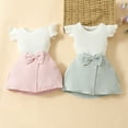 thumbnail image 5 of Odeerbi Infant Girls Skirt Outfits Summer Clothes Fashion Cotton Round Neck Ruffle Sleeve Top Bowknot Short Skirt Set Sleeveless Top 2 PCS Set 3 Months-3 Years Green, 5 of 5
