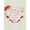 thumbnail image 4 of TSEXIEFOOFU Baby Girl Boy Romper Long Sleeve Hooded Neck Christmas Santa Print Loose Short Romper, 4 of 8