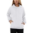 thumbnail image 1 of Gibobby Sudadera con capucha y bolsillos Sudadera de manga larga con capucha y cordón para mujer, sudadera informal holgada con bolsillo de Color sólido （Blanco， L), 1 of 5