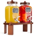 thumbnail image 1 of Dispensador de bebidas FavorFlavor, 2 vasos, 3,78 L con soporte de madera, 1 of 8