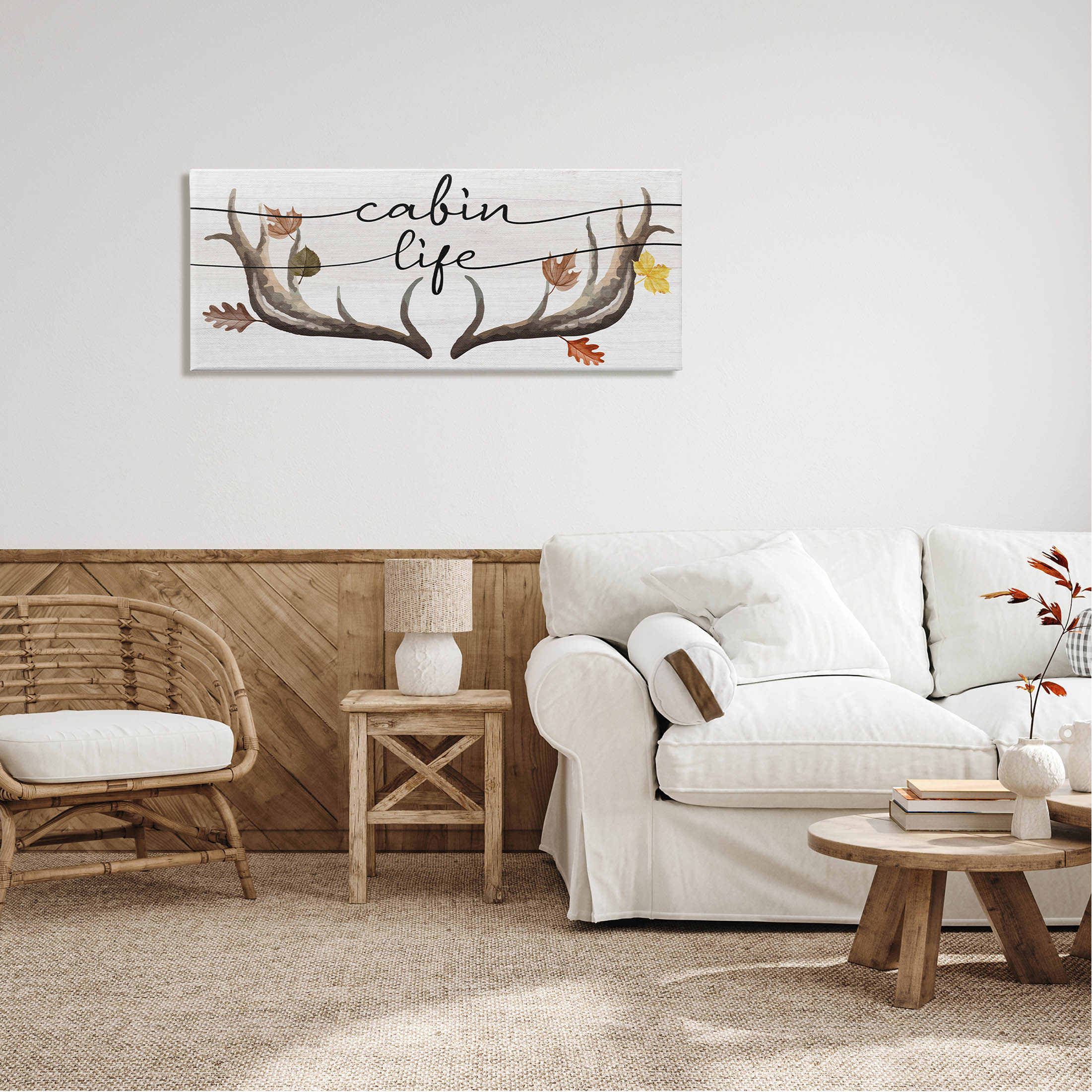Stupell Industries Cabin Life Autumn Antlers Graphic Art Gallery Wrapped Canvas Print Wall Art, Design by Lil' Rue
