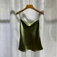 thumbnail image 4 of Hxshgdsn Women Satin Spaghetti Strap Vest Sleeveless Skinny Tank Top Fashion Outfit Army Green 3Xl, 4 of 5