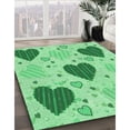 thumbnail image 3 of Ahgly Tapis Rond Lavable en Machine Intérieur Vert Jade Transitionnel, 3 Pieds Rond, 3 of 7