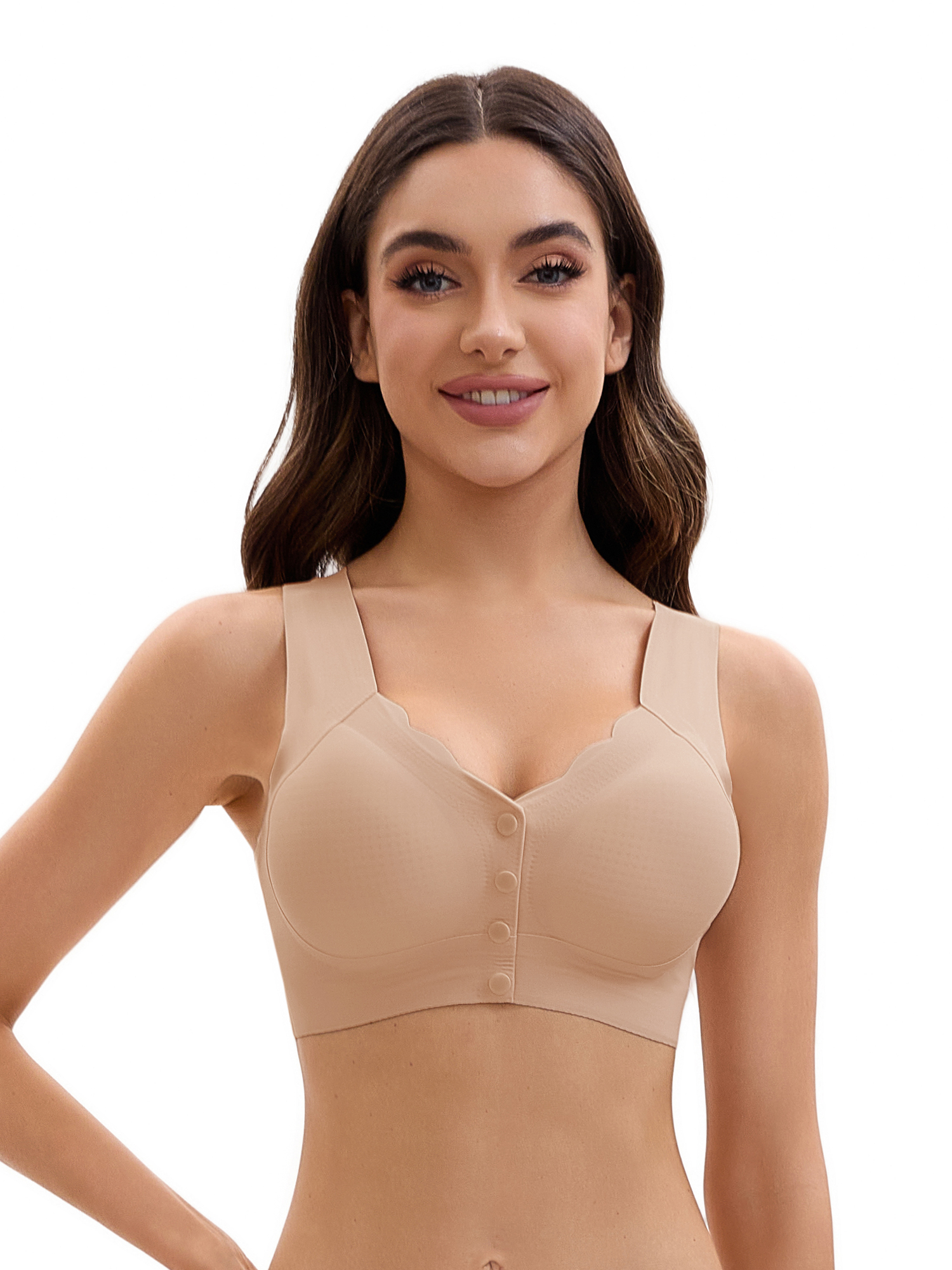 Unique Bargains Women's Vest Wirefree Wave Trim U Back Soft Bras X-Large Light Pink