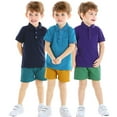 thumbnail image 4 of Esaierr Kids Baby Boys 2Pcs T Shirt Clothes Outfits Summer Short Sleeve T-shirt lapel Tops+Short 1T 2T 3T 4T 5T Newborn Boys Casual Outfits, 4 of 8