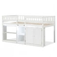 thumbnail image 1 of Costway Low Loft Bed with LED Light, Stairs & Guardrails, Modern Wood Kids Twin Bed White, 1 of 10