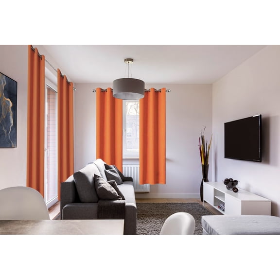 Thermal Insulated Window Curtain 100% Blackout Drapes for Bedroom Living room Closet door noise reducing 2 panels (K68 ORANGE 37" Wide X 63" Long)