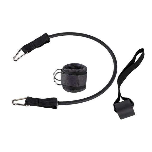 Juego de bandas de resistencia con correa de tobillo en forma de D, tubo de fitness, anclaje para puerta para entrenamiento de piernas en el gimnasio. Negro