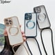 thumbnail image 2 of Fundas magnéticas transparentes para iPhone, funda de carga inalámbrica Magsafe, 15, 14, 11, 12, 13 Pro Max, collar con cordón cruzado, 2 of 4
