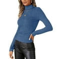 thumbnail image 4 of Diufon Women's Turtleneck Shirts Slim Stretchy Long Sleeve Tops Ribbed Knit Basic Blouse Fall Winter Warm Top, 4 of 10