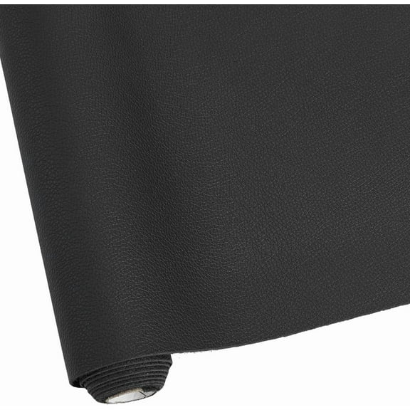 54 x 12 Inch Black Microfiber Leather Fabric 0.6mm Thick Soft Leather Upholstery Sheet Big Lychee Grain Waterproof Vinyl Roll for DIY Sewings Crafts Furniture Cover Decorations