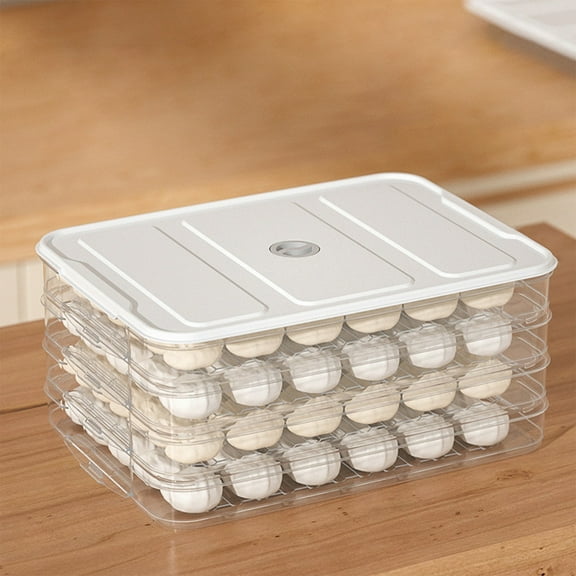 Dumpling Organizer Freezer Box, Refrigerator Storage Bins with Lids, Stackable Food Storage Containers, Layered Dumpling Storage Tray for Kitchen Fridge