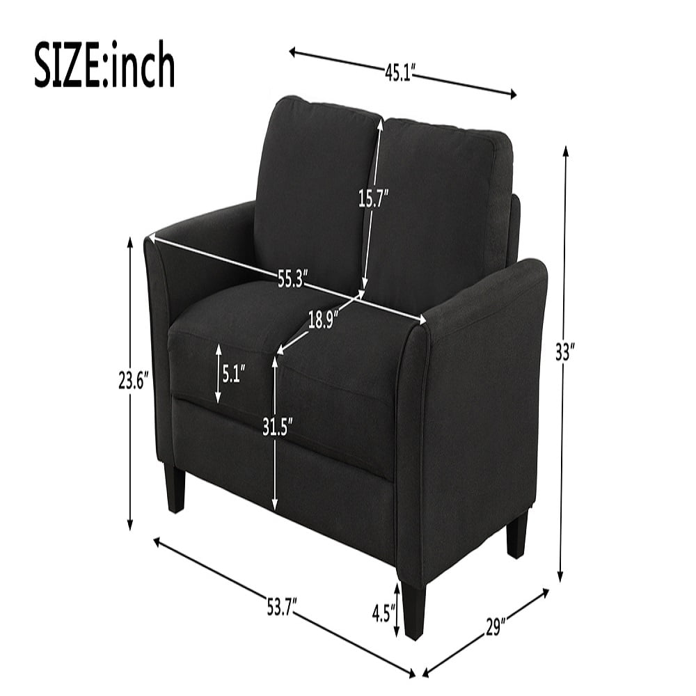 Kepooman Mid-Century Modern Curved Arm Loveseat Sofa & 3-seat Sofa for Living Room, 72.4”W x 29”D x 33”H, Black Kepooman Mid-Century Modern Curved Arm Loveseat Sofa & 3-seat Sofa for Living Room, 72.4”W x 29”D x 33”H, Black