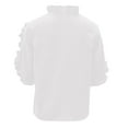thumbnail image 5 of Ediodpoh Name Women's Summer Solid Color Short Sleeve Ruffle Collar V Neck Blouse Women's Tops White XXL, 5 of 7