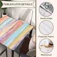 thumbnail image 4 of Square Tablecloth Wood Grain Fitted Table Cover Wipe Clean Cloth Colorful Wooden Tablecloths with Elastic Edge Waterproof Polyester Cloths for Indoor Outdoor, Fit for 32"x32" Tables, Style-12, 4 of 4
