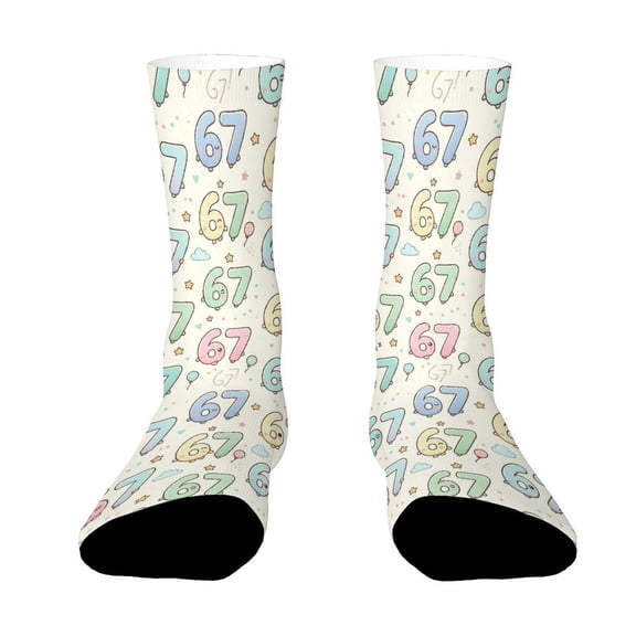 Cute Six Seven Funny Novelty Crew Socks for Women Men Sports