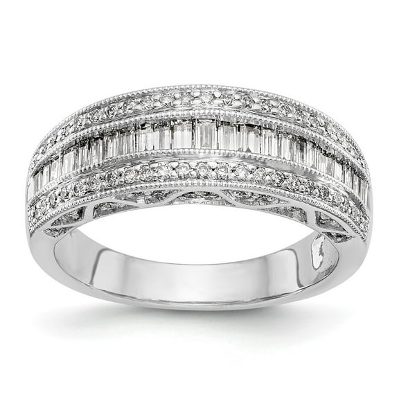 14K White Gold Ring Band Wedding Diamond