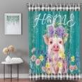 thumbnail image 2 of Bathroom Shower Curtain Farm Watercolor Flower Pink Pig Waterproof Shower Curtains with Hooks, Rustic Wood Grain Buffalo Bath Curtains Bathtub Curtain Home Decor 48x72in, 2 of 8