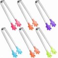 thumbnail image 1 of 6pcs Silicone Mini Tongs, 5inch Hand Shape Food Tongs, Colourful Small Kids Tongs For Serving Food, Ice Cube, Fruits, Sugar, Barbecue By Sunenlyst (pa, 1 of 5