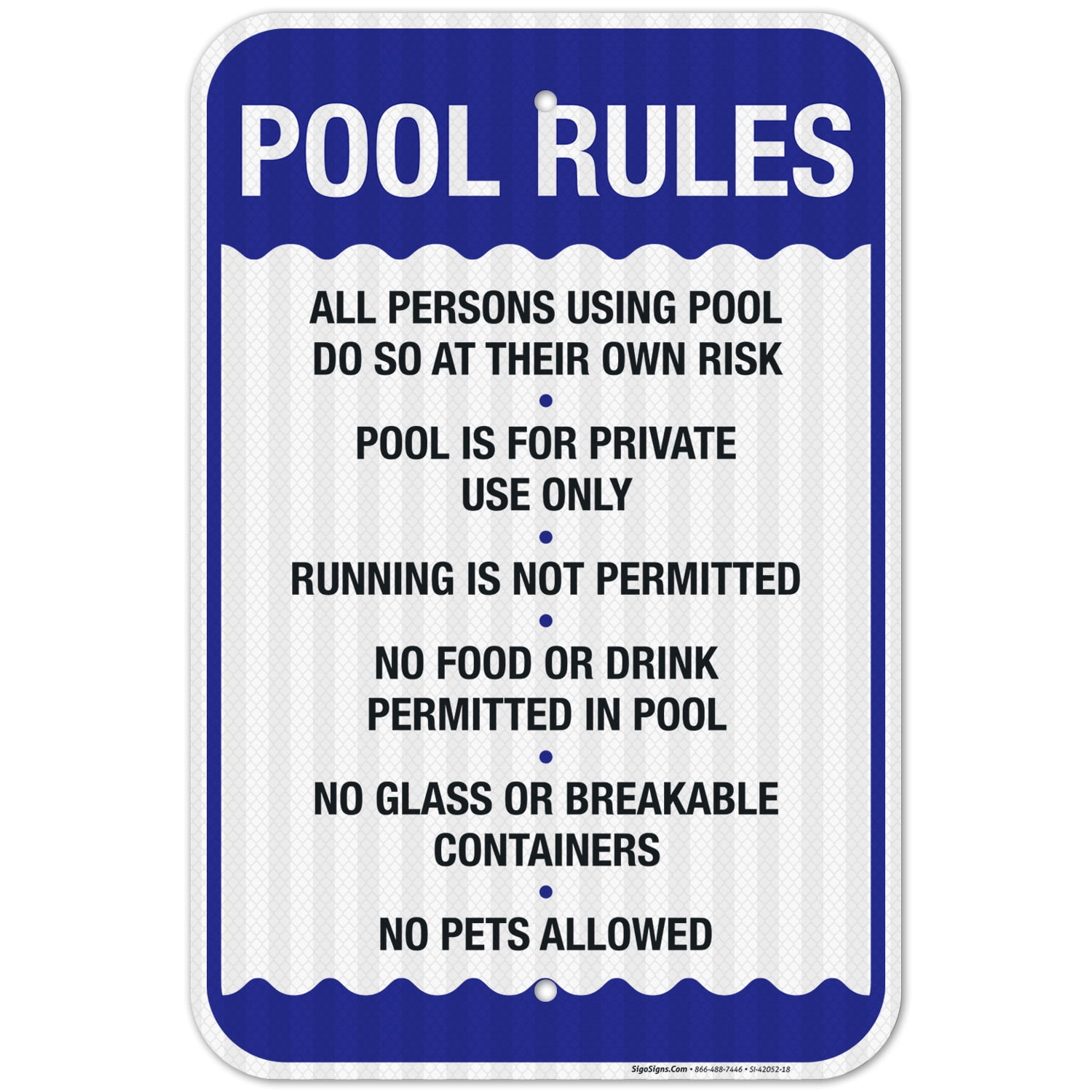 Pool Rules Sign, No Food or Drinks Pool Sign, - Walmart.com