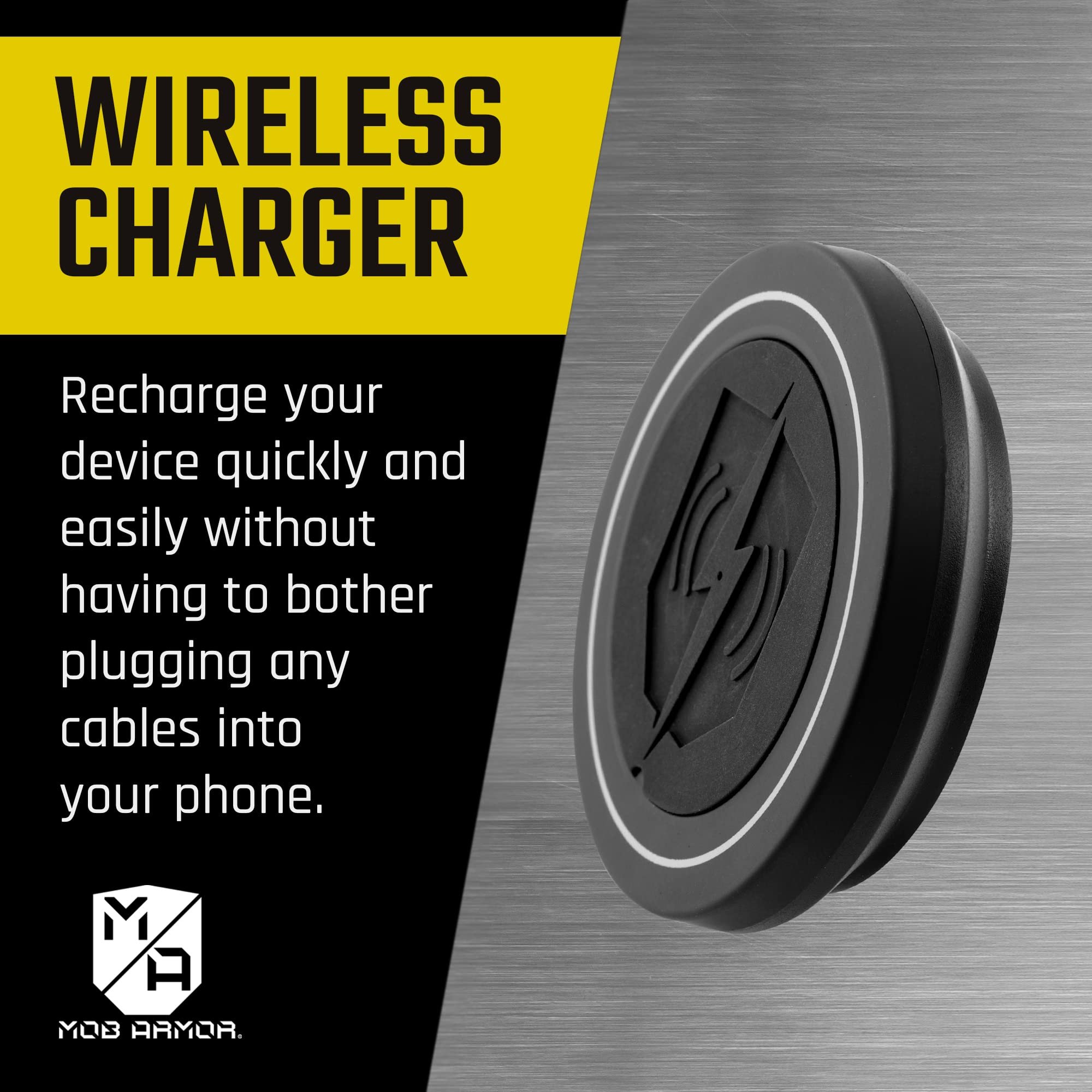 Mob Armor Flex Magnetic Wireless Charger - Magnet Phone Charger for Car - Power Up Charge on Magnet Car - Phone Wireless Charging - Andriod & iPhone Charging Station Car - Truck Accessories.