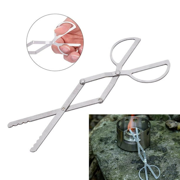Tebru Protable Stainless Steel Folding Fire Tongs Outdoor Camping