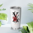 thumbnail image 6 of 20oz Personalized Tumbler with Lid, Floral Initial 'X' Design, Stainless Steel Insulated Travel Mug, Flower Pattern, for Mom, Sister, Friends, Birthday, Wedding, Mother's Day, 6 of 6