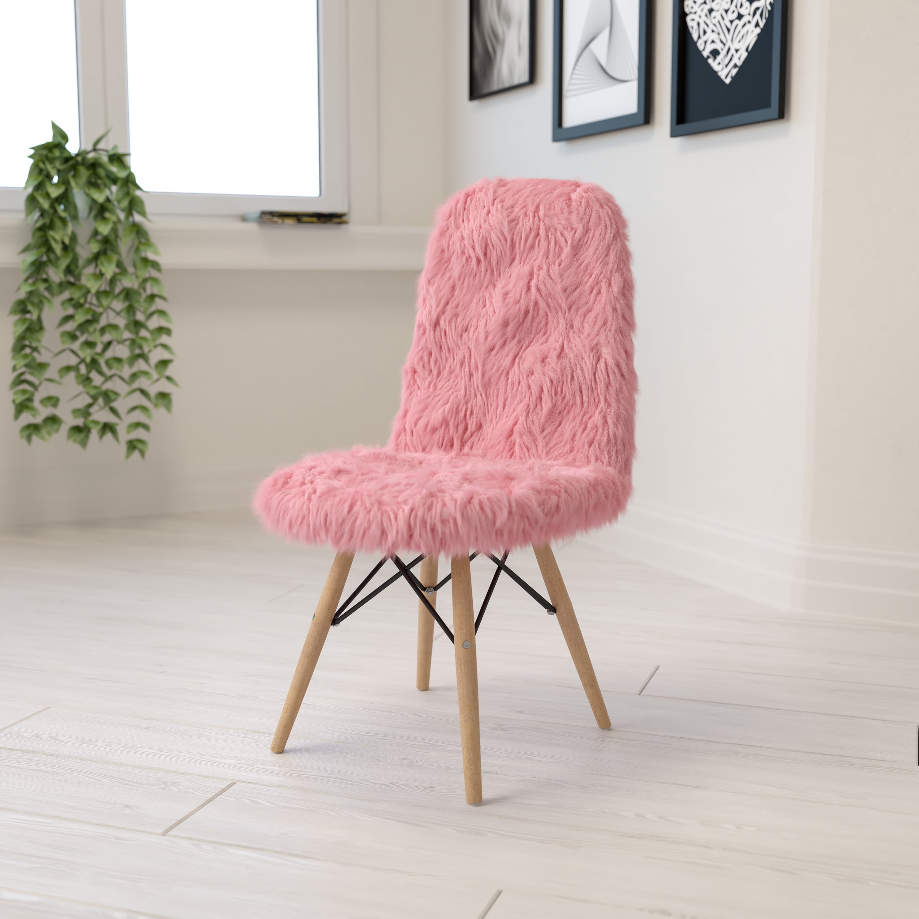 Flash Furniture Shaggy Dog Light Pink Accent Chair Walmartcom Walmartcom