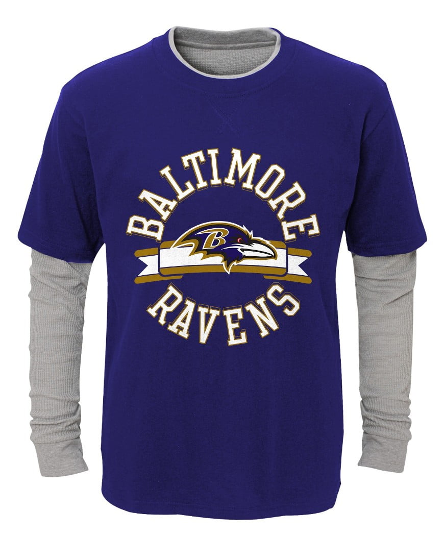 Baltimore Ravens Youth NFL "Definitive" L S Faux Layer Thermal Shirt by Outerstuff