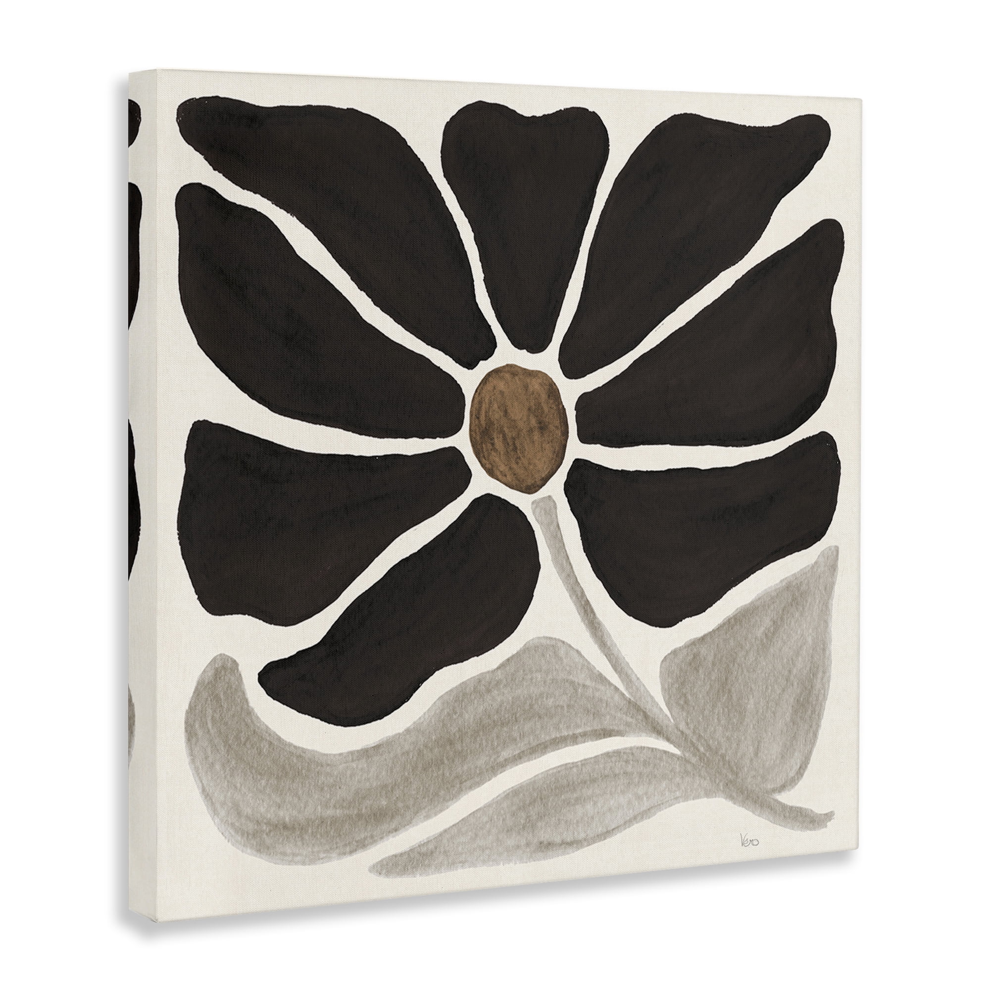 Stupell Industries Modern Neutral Flower Botanical & Floral Painting Gallery Wrapped Canvas Art Print Wall Art, 17 x 17